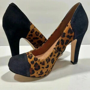 NEW!CorsocComo-Leopard cow hair, suede heel pumps size 8